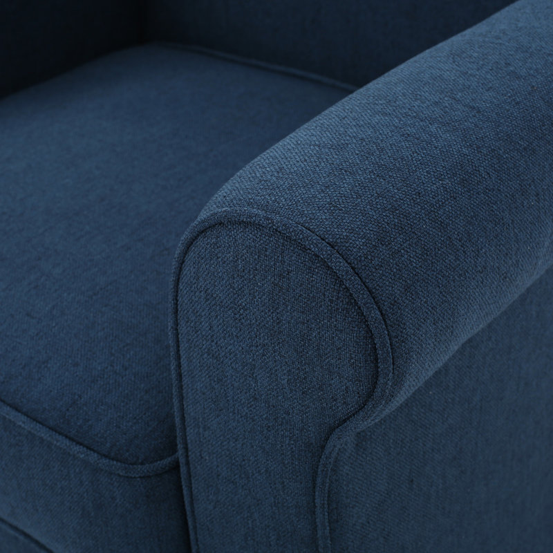 Fauteuil club l 30,25 po Leis, Polyester bleu foncé