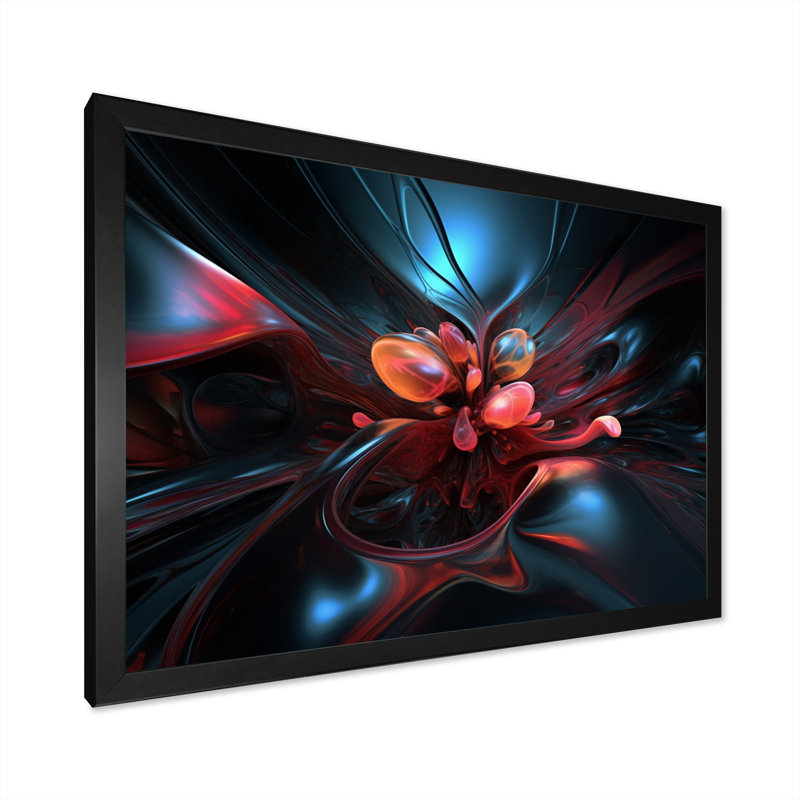 Rouge et bleu infini complexe I - impression, H 34 po x l 44 po x P 1,5 po, Cadre photo noir