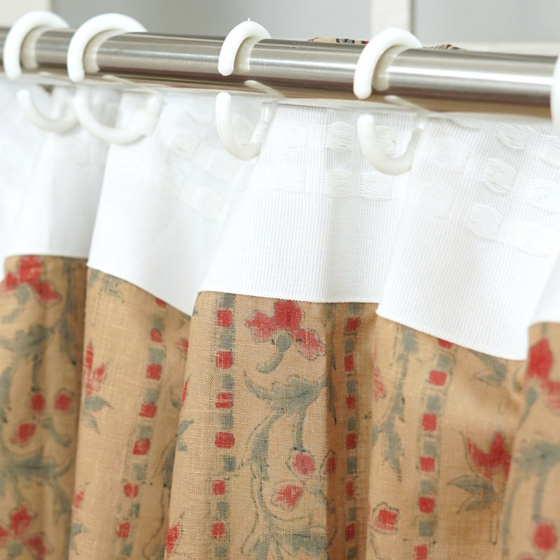 Rideau imprimé à la main, rideau imprimé, rideau en lin fait à la main à motif floral - LAKSHMI, L 54 po x L 57 po