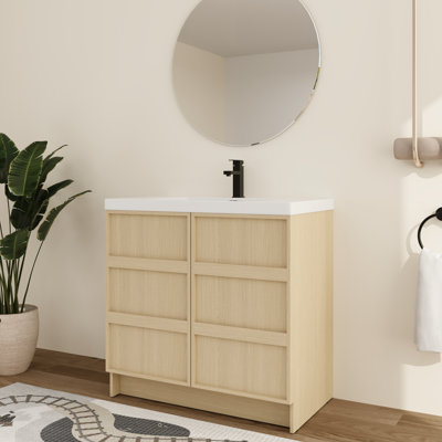 Ensemble de meuble-lavabo simple 36 po avec plateau en résine Yarnor, ensemble de meuble-lavabo simple 36 po avec lavabo en résine