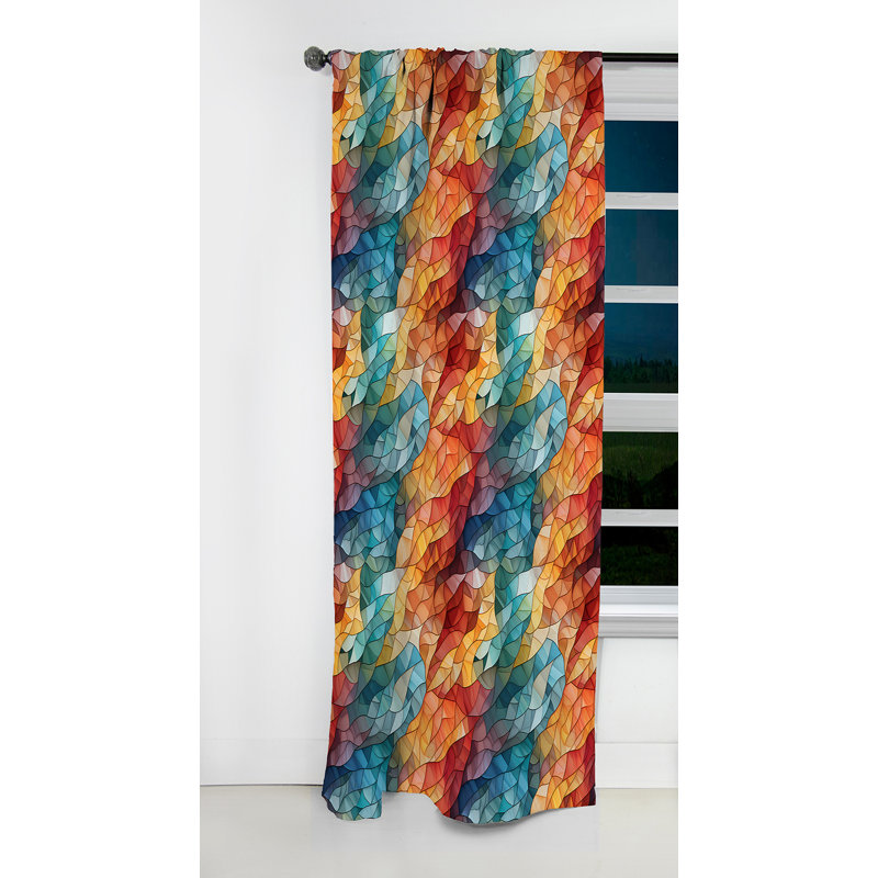 Mosaïque de verre multicolore - Rideau abstrait - Rideau occultant à formes géométriques - 1 panneau, L 52 po x L 90 po