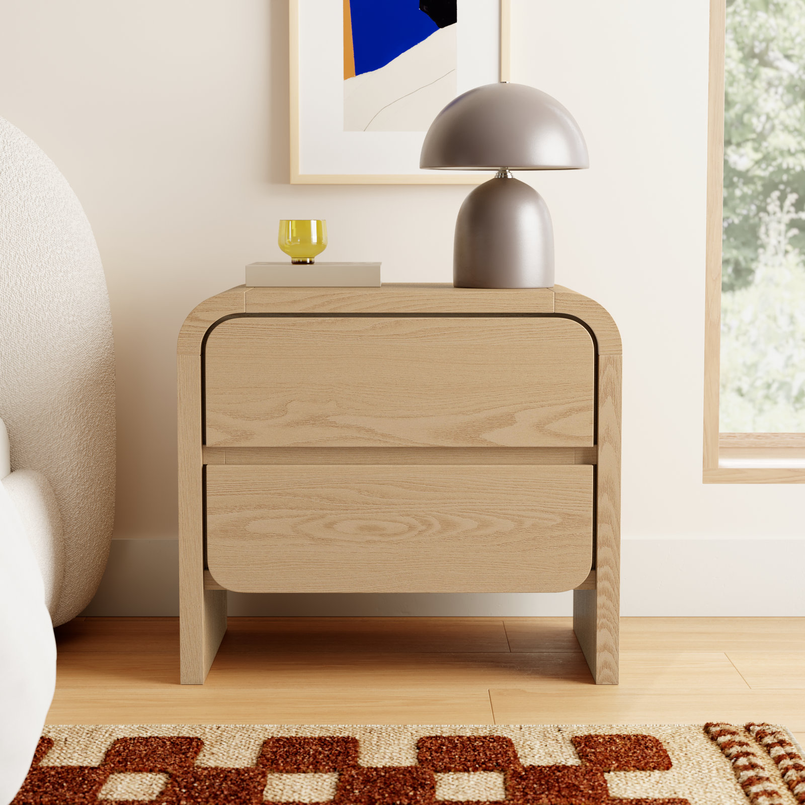 Nori 2-Drawer Nightstand, Timber
