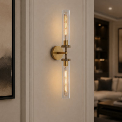 Twining 1 - Light Dimmable Armed Flush Mounted Gold Wall Sconces Wall Lights(Including Bulb)