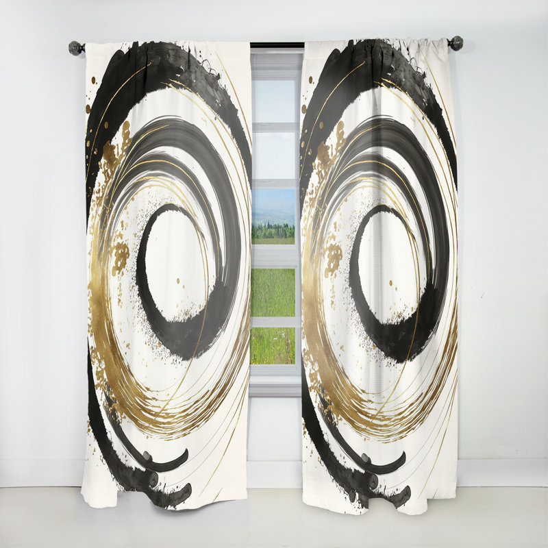 Black And Gold Curves IV - Abstract Velvet Curtain - 1 Panel, 52" W x 108" L