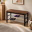 Banc à chaussures en bois avec siège en microfibre chocolat
