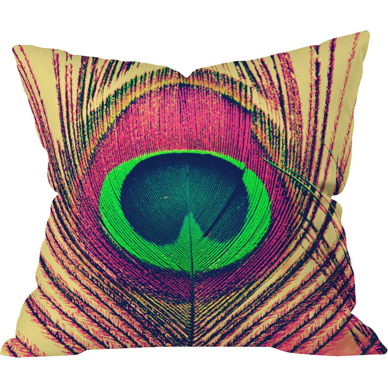 Coussin paon, 18 po x 18 po