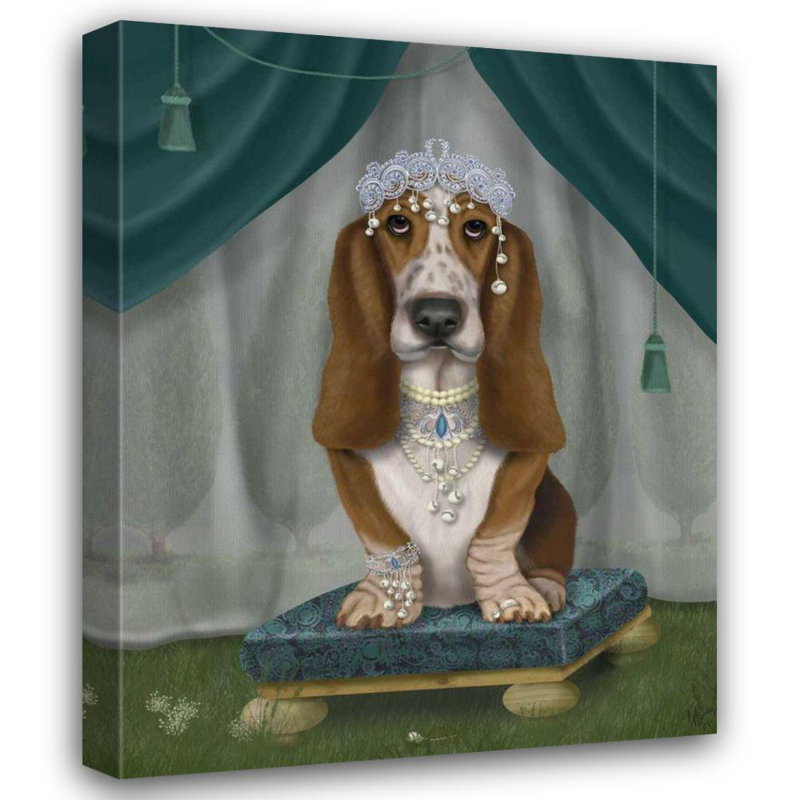 Art sur toile tendue Astoria Grand Fab Funky Gallery: Basset hound and Tiara