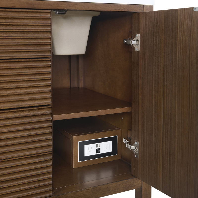 Myrrin 60" Double Bathroom Vanity Set, Mid-Century Walnut, 8" Widespread, Tajnar Eclos
