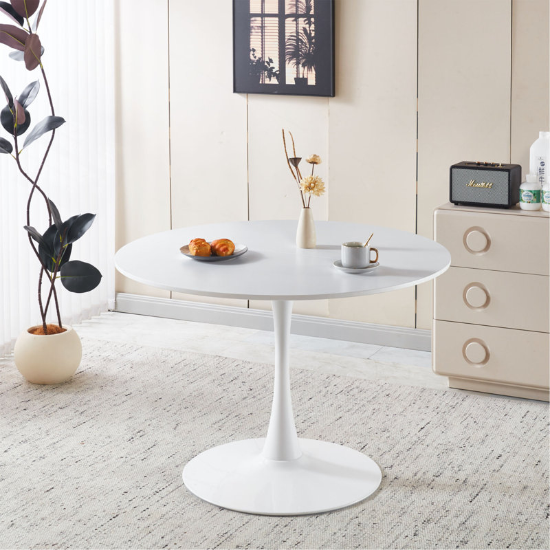 Table de salle à manger Bjarnheiur, Blanc, Marbre blanc, H 29,33 po x l 42,13 po x P 42,13 po