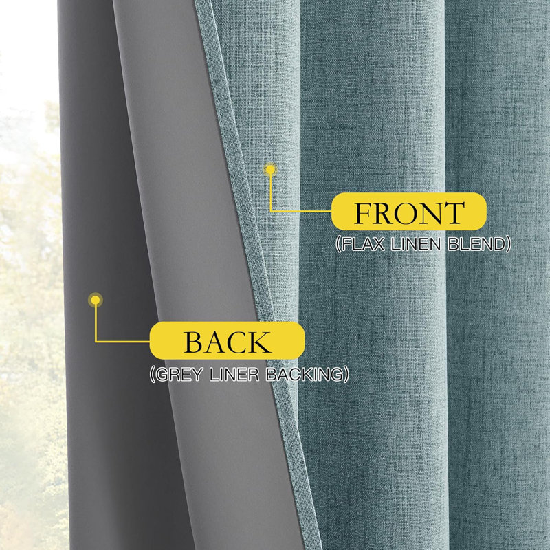 NICETOWN Burlap Vintage 2 Panels Faux Linen 100% Blackout Curtains, Rod Pocket Style, Thermal Insulated & Noise Reducing Drapes for Living Room, Bedroom, Modern, Farmhouse