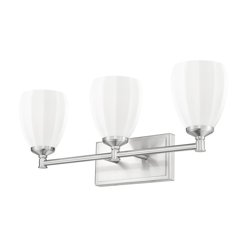 Coiffeuse Mattera, H 10 po x l 24 po x P 6,5 po, Nickel brossé, Trois lumières