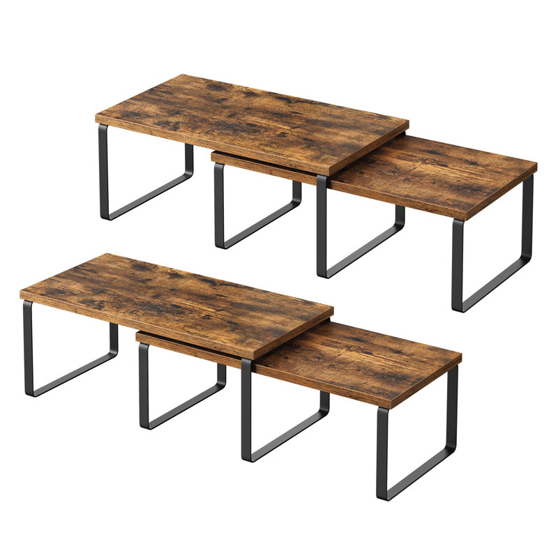 Cabinet Organizer Shelf, Ink Black/Rustic Brown, 16" W
