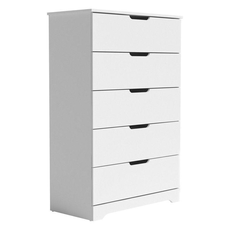 Commode 5 tiroirs l 31,5 po Aroob, Blanc mat