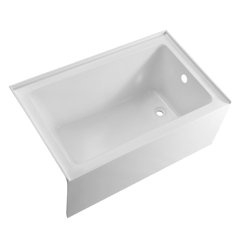 Alcove Bathtub, 48" x 30" Contemporary Alcove Acrylic Bathtub, Soaking Bath Tub with Right Hand Drain and Overflow Hole, Large Rectangular Deep Soak Tub for Bathroom with Integral Flange, White