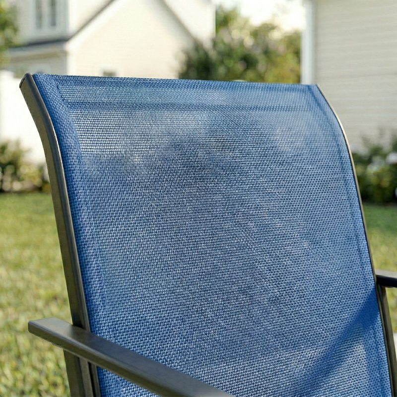 Chaise de patio d'extérieur empilable Textilene, Bleu
