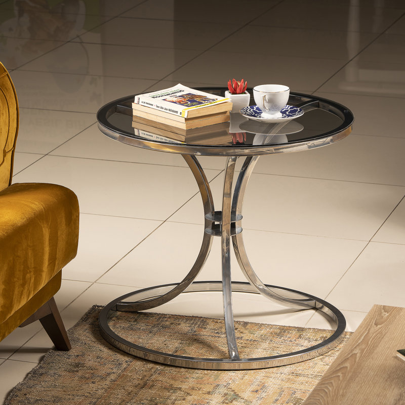 Seda Glass Top End Table, Chrome
