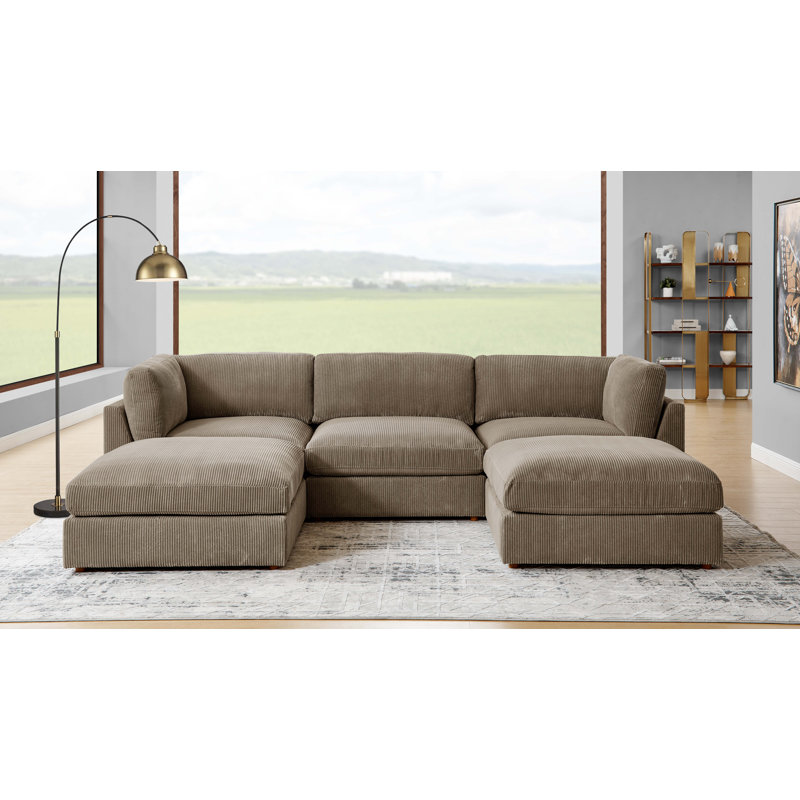 Canapé modulaire en velours côtelé Alderrdeen, Chameau