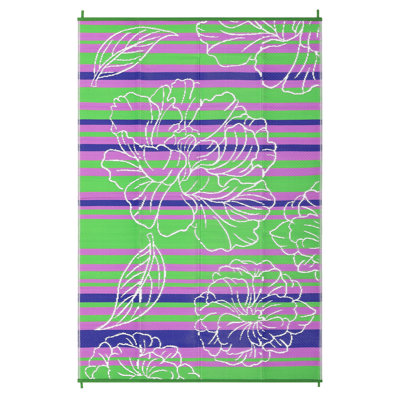 Tapis d'extérieur imperméable, tapis floral d'extérieur Furniture Mobilier d'extérieur Tapis de patio en paille réversible en plastique, tapis de camping portable pour camping-car, pique-nique, plage, balcon, jardin et camping