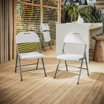 Techni Home Granite White Folding Chairs – Set Of 4