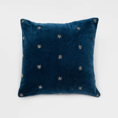 Embroidered Star Cotton Throw Pillow Cover and Insert