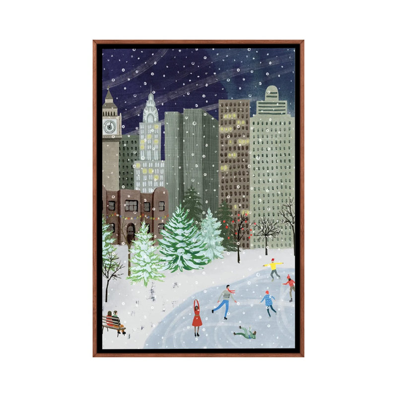 «Christmas in the City I» par Grace Popp - impression d'art graphique, Cadre bois classique, Pas de tapis