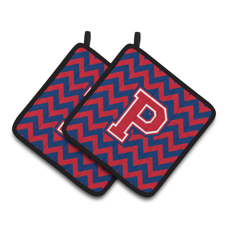 Poignée à chevrons, P, Bleu de Yale / cramoisi