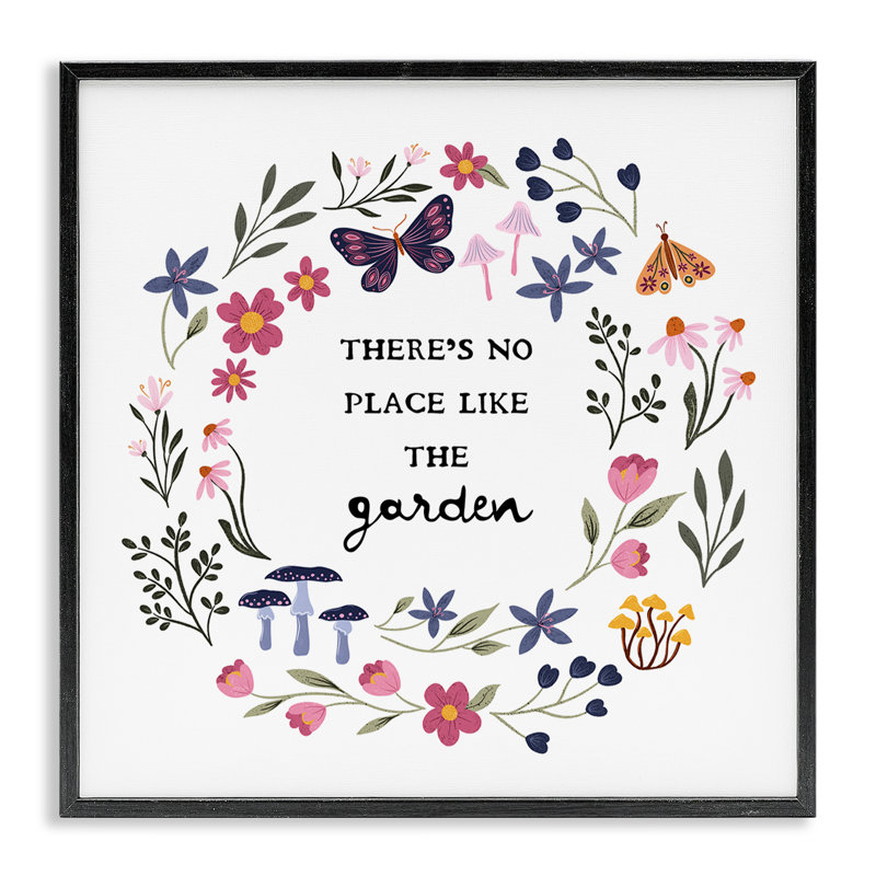 No Place Like Garden Wreath, art de la giclée encadrée par JJ Design House LLC, H 17 po x l 17 po