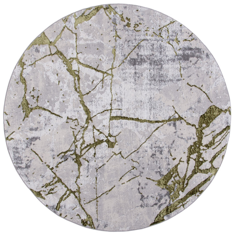 Robbs Abstract Gray/Green Area Rug, Round 6'7"