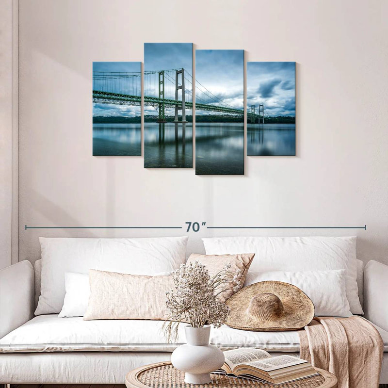 Lilie nuageux, pont Tacoma Narrows, H 32 po x l 52 po