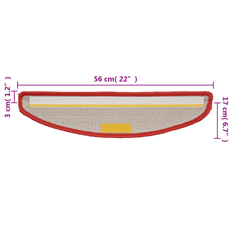 Stair Mats Red, Semi-Circle 10.56cm x 20cm
