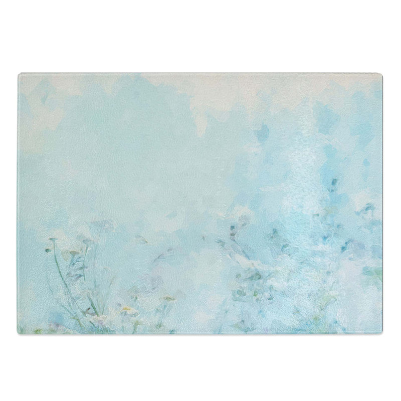 Tempered Glass Pretty Flowers Chopping Board, 39 cm W x 28.5 cm L