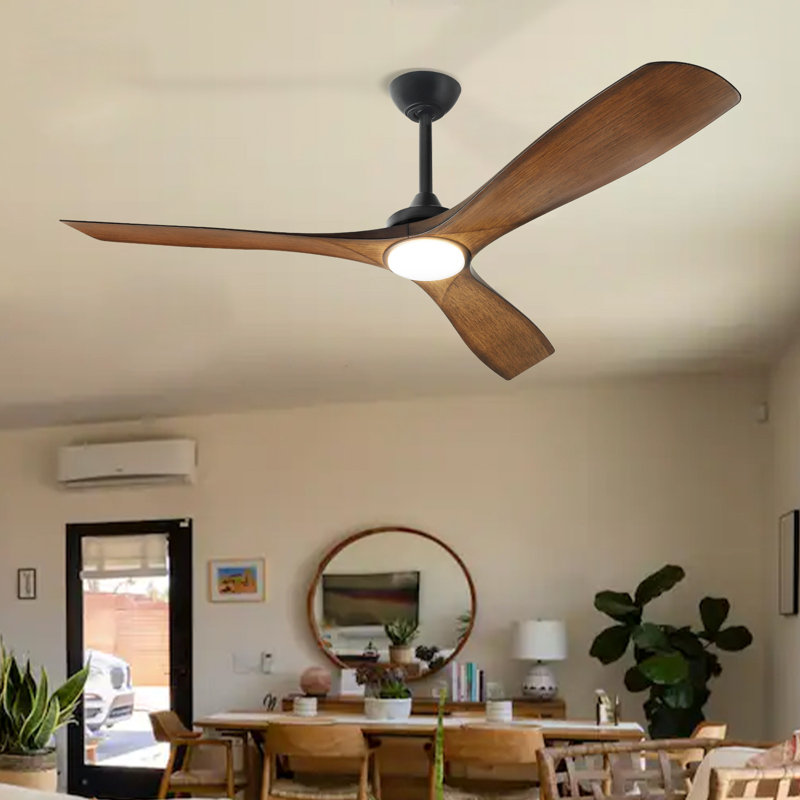 Ventilateur de plafond 42 po en noyer avec lumières DEL et télécommande, Noyer, L 42 po x l 42 po
