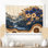 Fleurs bleues turquoise et paysage de forêt en bois II - Art mural bleuets