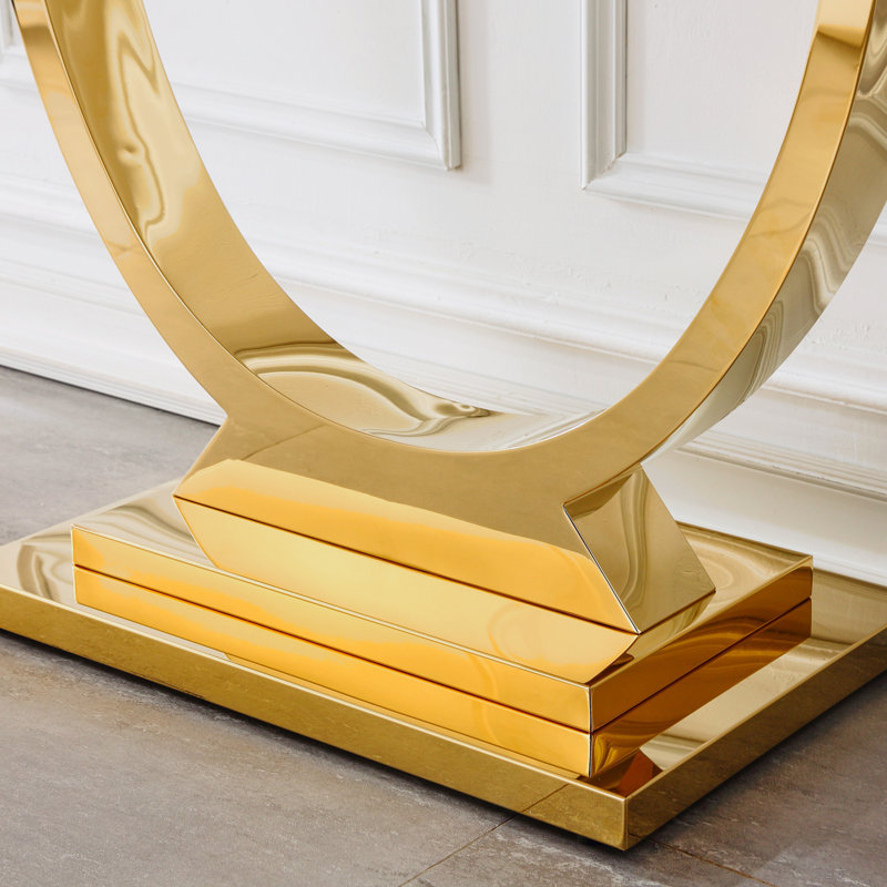 Bernson 47.2'' Marble Top Console Table, White, Gold