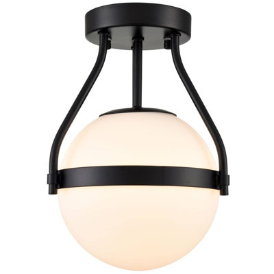 Modern Black Globe Semi Flush Ceiling Light