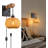 Hand-Woven Bamboo Plug-In Wall Sconce With Dimmable Switch, E26 Base, For Bedroom, Living Room, And Farmhouse Decor