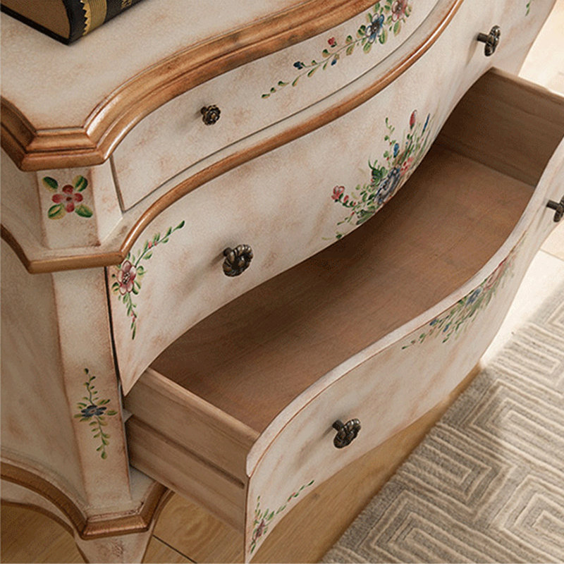 Commode d'appoint vintage à trois tiroirs peinte à la main