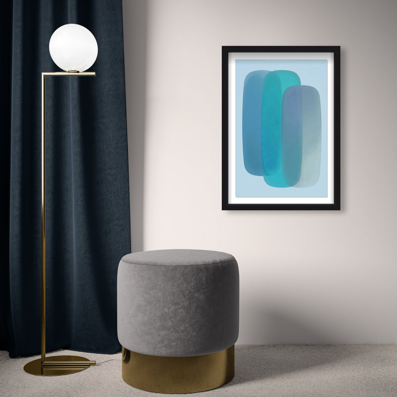 Teal Gradients Print by Oliver Gal, 25.5"H x 17.5"W, Black Shadowbox