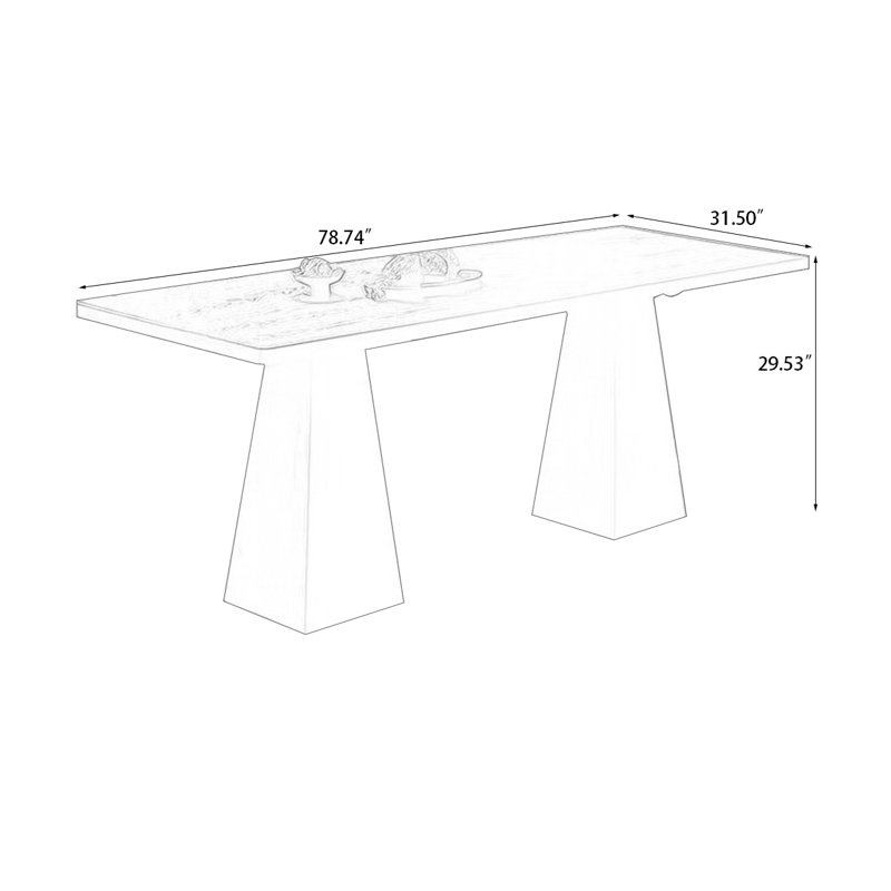 Black Rectangle Solid Wood Dining Tables, 29.53"H x 78.74"L x 31.5"W