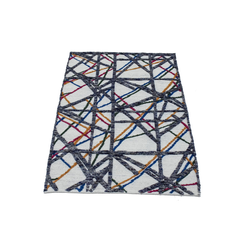 Tapis marocain en laine noué à la main de conception unique 4 pi x 6 pi Carshalt