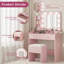 Ensemble de coiffeuse avec grand miroir et tabouret rembourré pour la chambre à coucher-129613230
