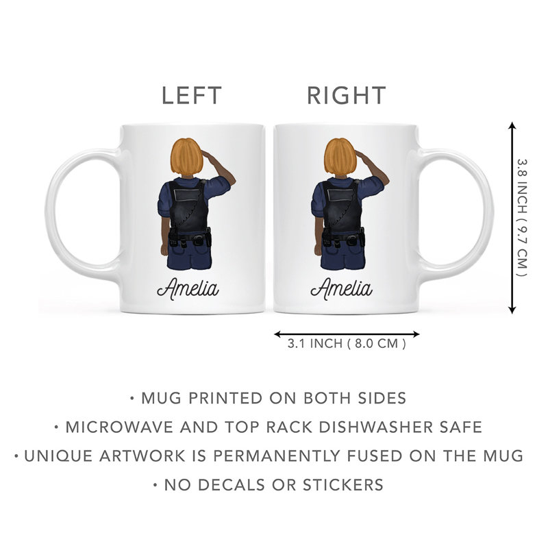 Tasse à café personnalisée, Brun / jaune, femme, agent de police 22, Oui