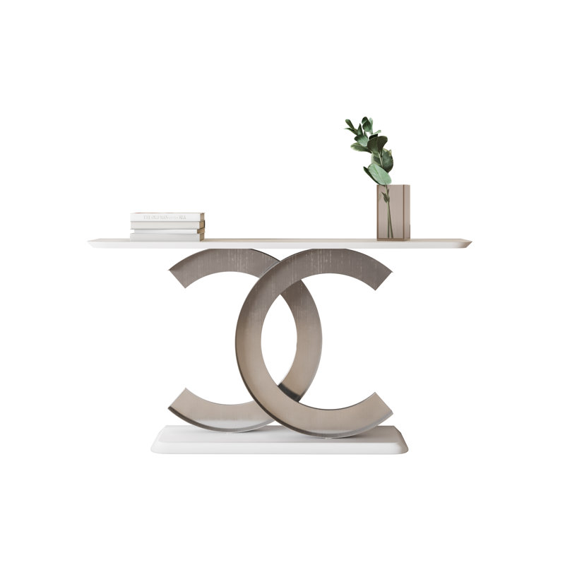 Ensemble de console et miroir 70,87 ", H 31,5 po x l 59 po x P 13,78 po, Blanc / argent