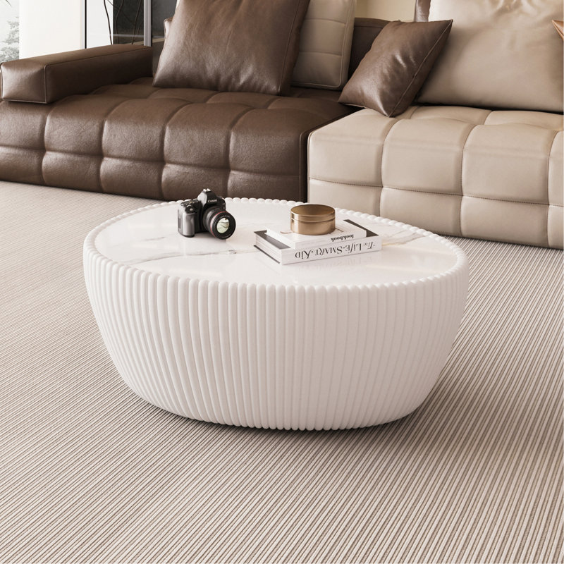 Table basse moderne en cuir clair avec œufs d'oie en forme de poule pour meubles de salon, Blanc, Blanc