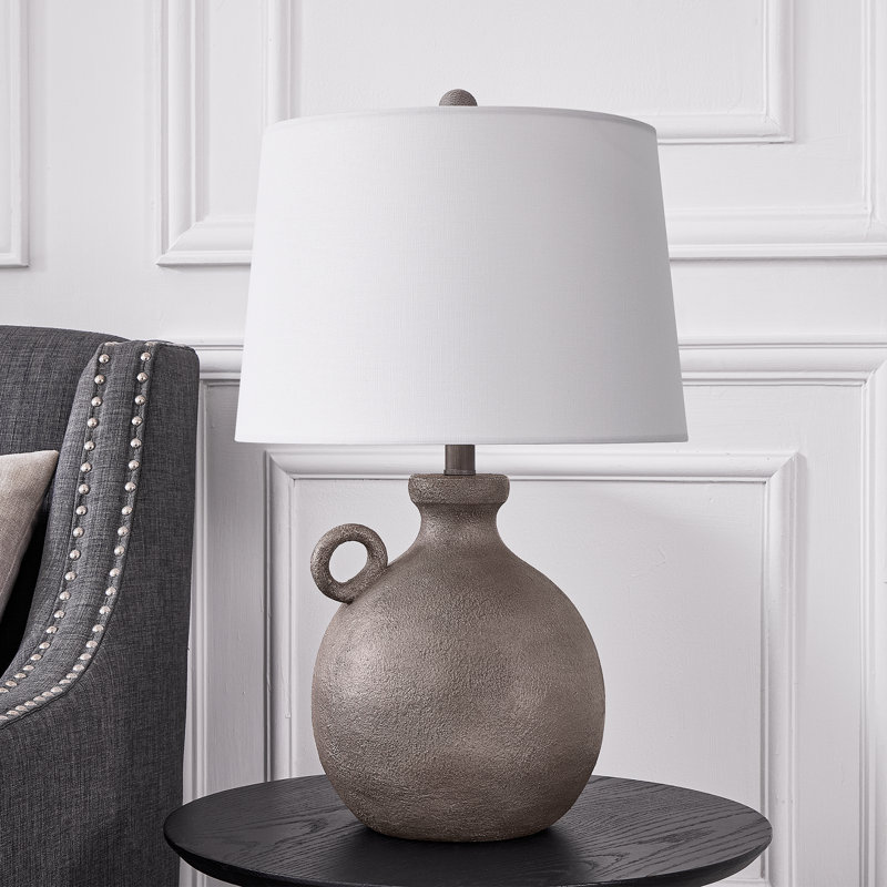 Maryclare 25 po blanc côtier rustique à intensité variable en résine céramique chambre salon table de chevet table de chevet avec port USB