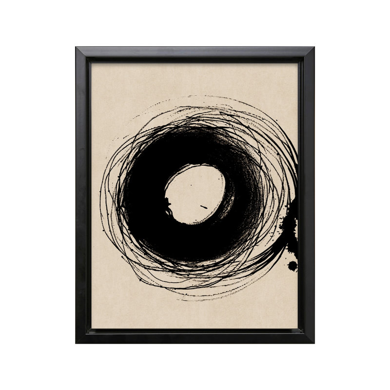 Dessin circulaire fait à la main, Black Framed, Canvas, 11"H x 14"W