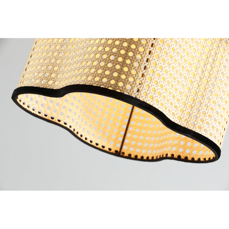 Gal 1 - Light Rattan & Velvet, Wavy Boho Pendant