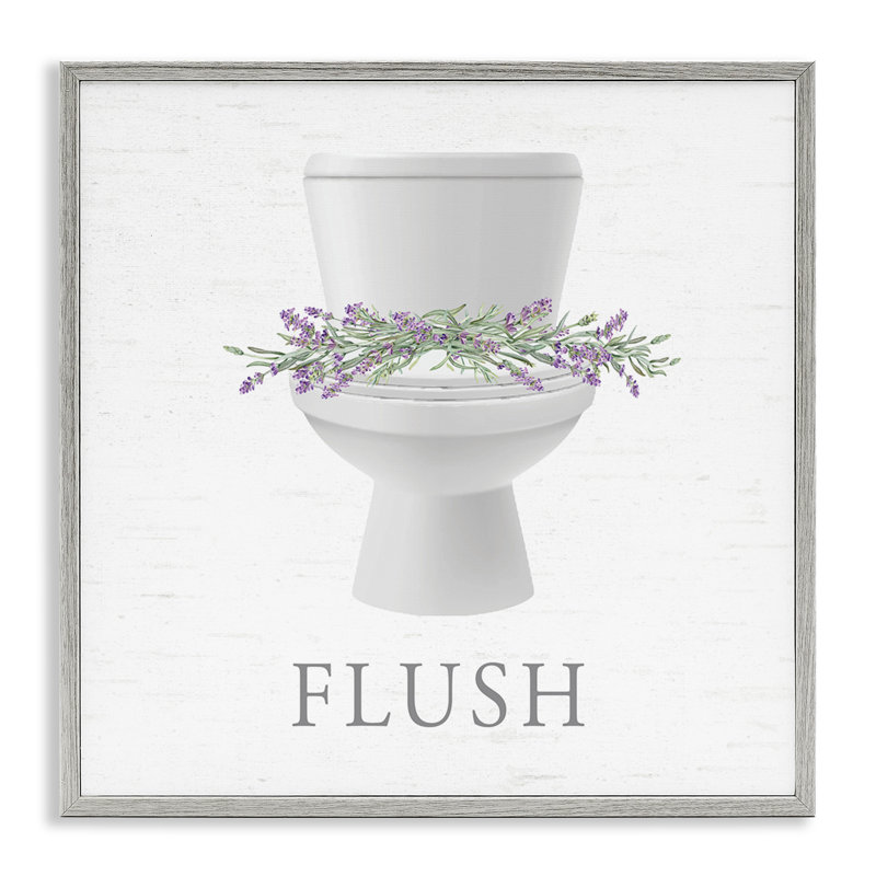 Toilette à chasse d'eau et lavande, art giclée encadré, design par lettré et doublé, Estampe numérique Farmhouse