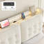 Velvet Upholstered Storage Bed With LED Lights & Charging Station-781076158