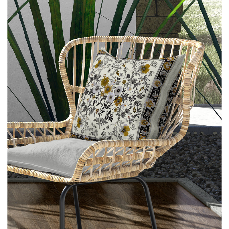 Coussin réversible Garden Glory, Noir / gris / orange, H 16 po x l 16 po